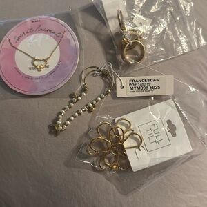 Full Tilt Gold Ring Collection, bracelet, earrings set and necklaces bundle